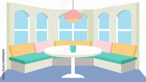 bright airy breakfast nook bay windows natural light