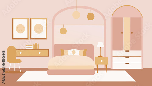 chic pastel themed bedroom blush tones gentle ambiance