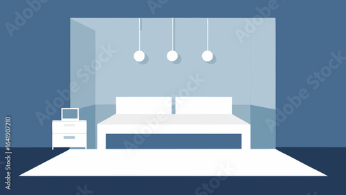 minimalist white bedroom floating nightstand