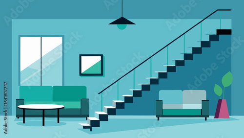 modern double height living room floating