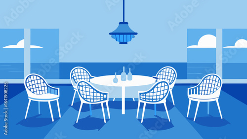 spacious coastal dining room wicker chairs