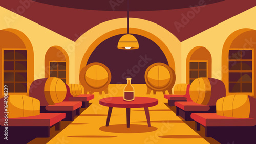 stylish wine cellar lounge barrel tables