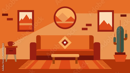 warm terracotta toned living room southwest style cozy atmosphere