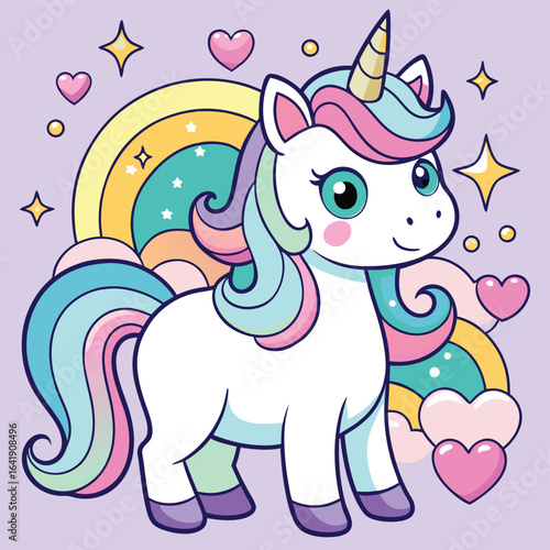 A fun cartoon elephant and pony with a pink heart character design