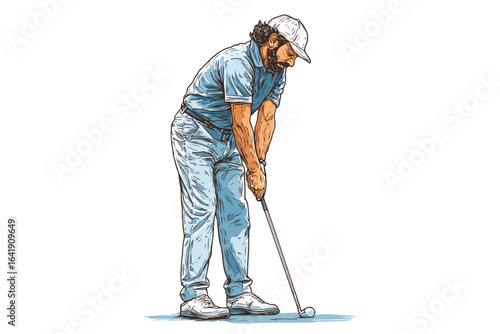 indian man playing golf isolated