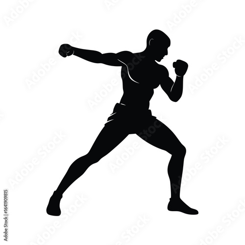 Boxer Silhouette in Action Stance