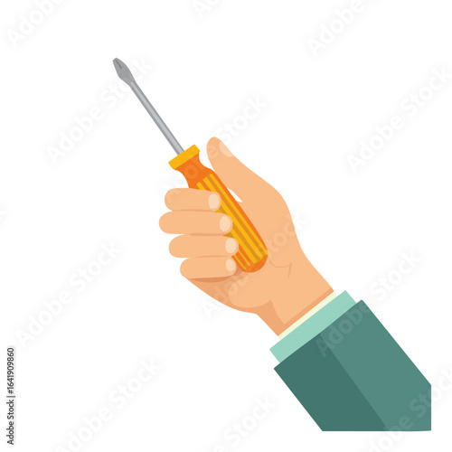 A person holding a screwdriver, demonstrating the tools