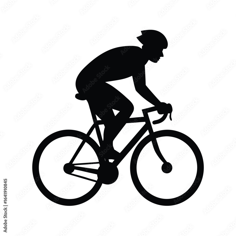 Fototapeta premium Cyclist Silhouette Pedaling Fast Isolated