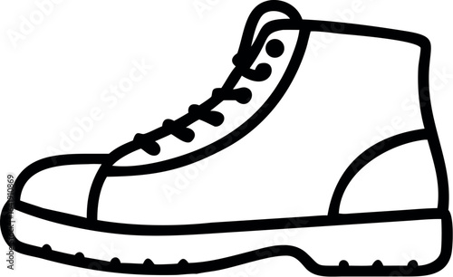 Safety Boots line icon, Bota Motif Outline Vector Art