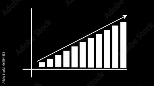 Economic growth graphic, Business graph arrow sign, chart diagram, isolated on black background