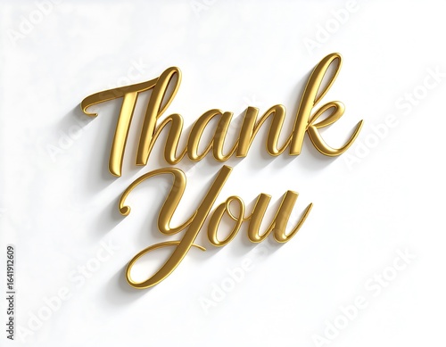 Elegant Gold Thank You Text in Script Font on White Background for Appreciation and Gratitude