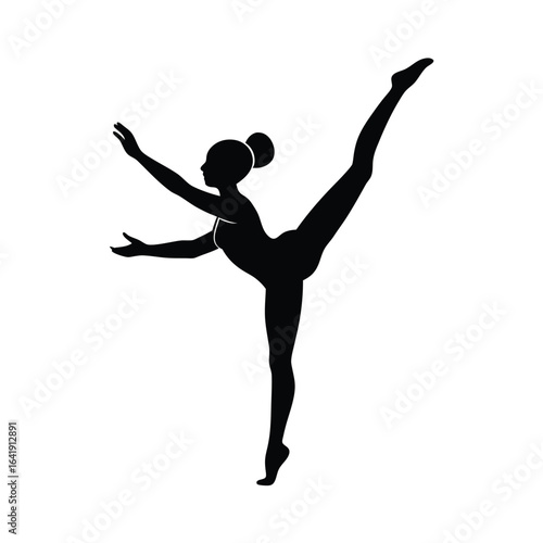 Graceful gymnast silhouette in a ballet pose.