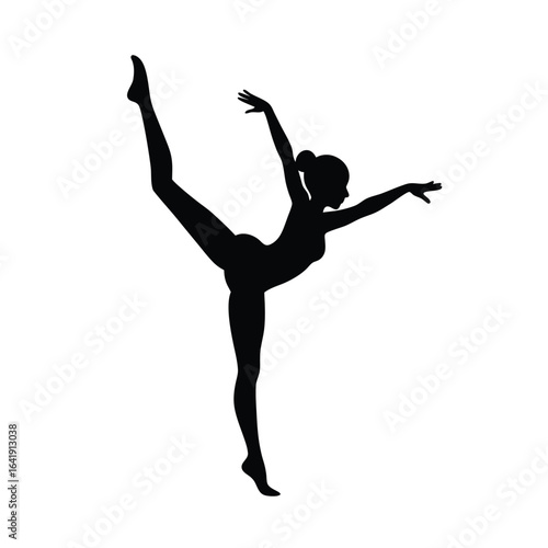 Dynamic Silhouette of a Gymnast Balancing Pose