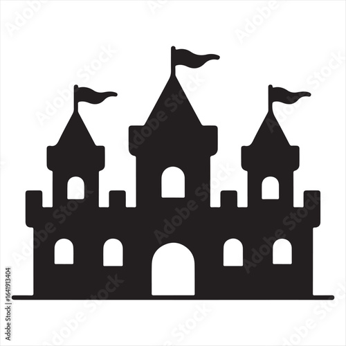 Wallpaper Mural Silhouette of Majestic Castle with Towers and Flags Fantasy Kingdom Illustration Vector Art Ideal for Childrens Books and Creative Projects Torontodigital.ca