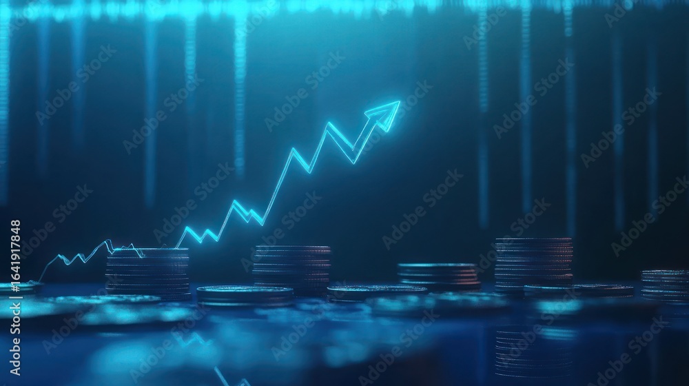 custom made wallpaper toronto digitalRising finance graph, coins, digital background; financial growth concept