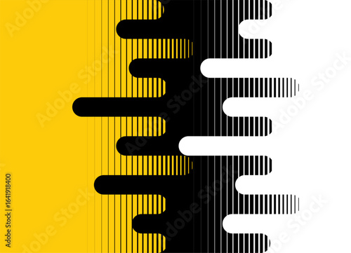 Transition from yellow to black to white. vector background of thick striped lines with rounded ends. Design element from lines. Vector background for covers, packaging, advertising, video.