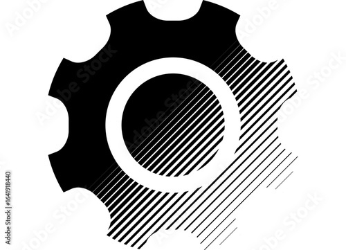 Vector Gear. Industrial black pattern on white background. Striped design element. Vector background for covers, packaging, advertising. Halftone. mechanism. machine. Logo