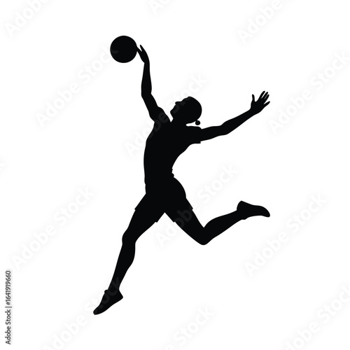 Volleyball Player Silhouette Spiking the Ball