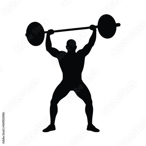 Silhouette of a Muscular Man Lifting Weights