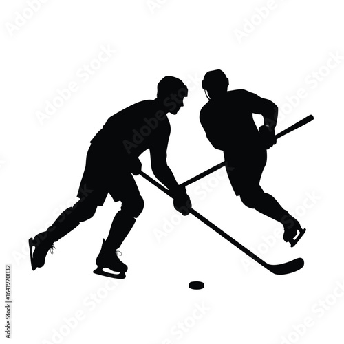 Hockey Players Silhouette Battle