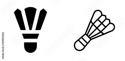 Badminton Icon Symbol for Sports Game Shuttlecock Racket Design