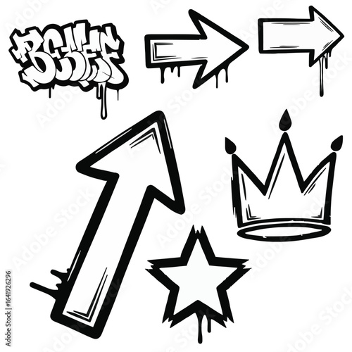 Vector Street Art of Arrows, Crowns & Typographic Swagger Generative AI