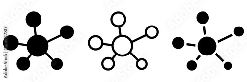 Molecule icon set. DNA silhouette symbol collection. Vector illustration isolated on white.