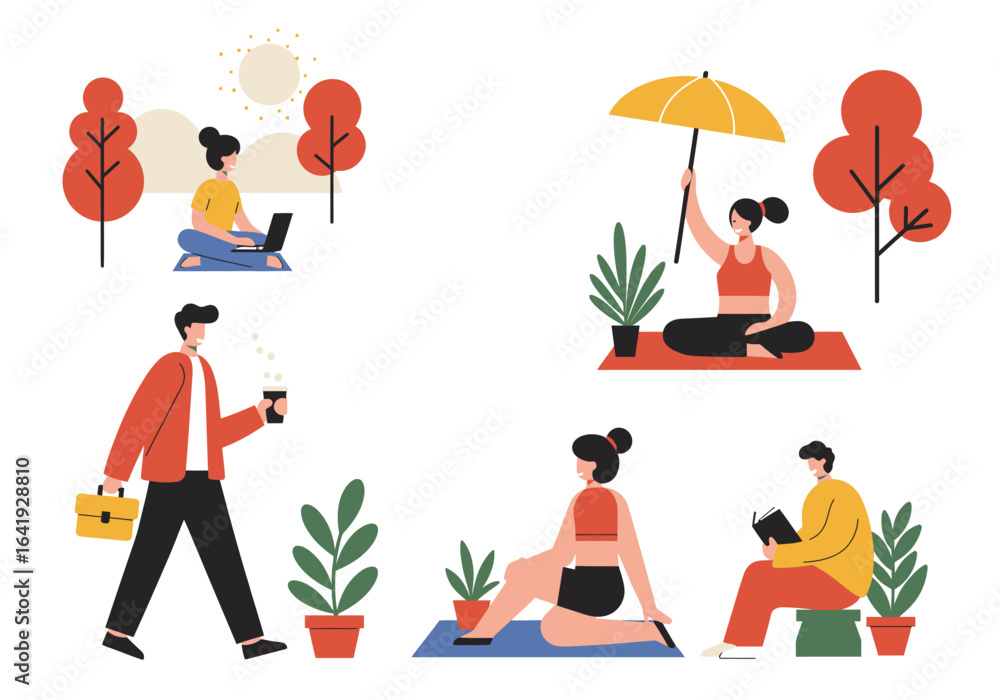 Naklejka premium Modern Flat Vector Illustration of People Lifestyle Template