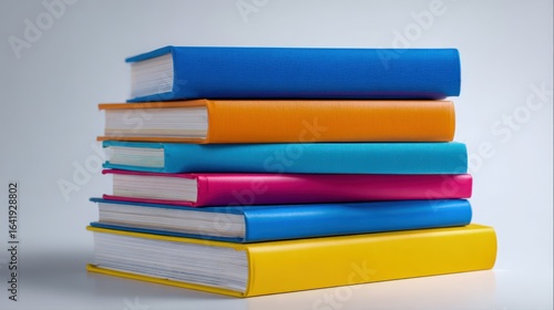 Wallpaper Mural Stack of Colorful Books for Education and Knowledge Concepts - Vibrant Learning Resources on White Torontodigital.ca