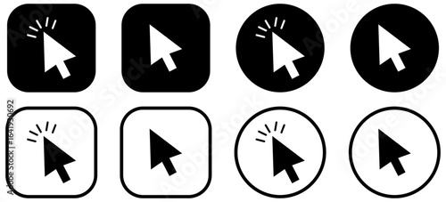 Click icon vector, Cursor icon. Computer mouse click cursor black arrow icons.