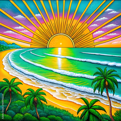 Golden Dawn Over a Turquoise Horizon