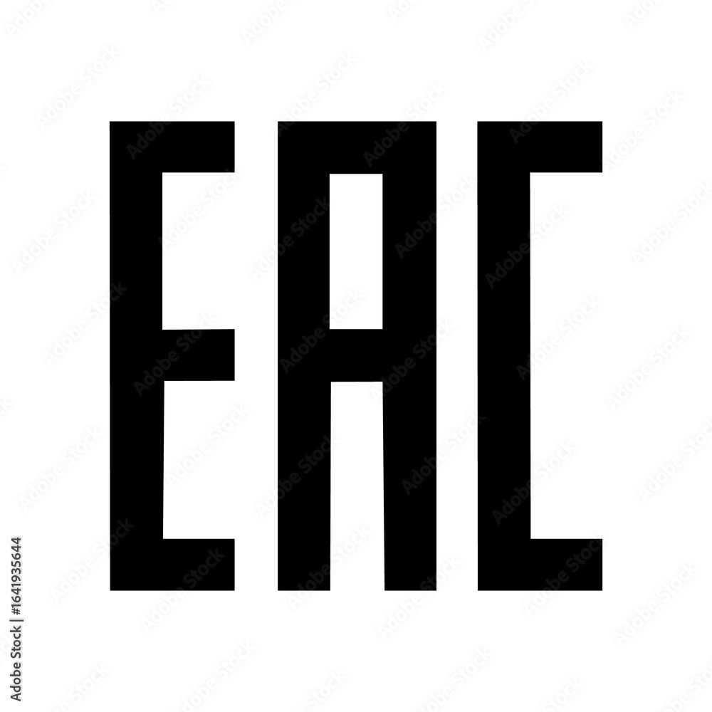 Obraz premium EAC marking. EAC sign. Products of compliance with technical regulations of the Eurasian Economic Union. Warning symbol. Marking on packaging.