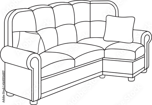 Sectional sofa outline illustration perfect for cozy living room interiors and modern design projects