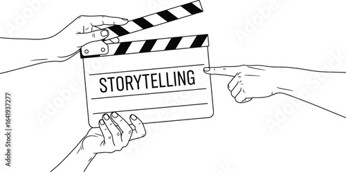 Storytelling film making clapperboard creative content idea vector