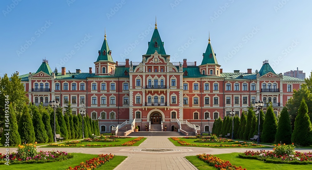 Fototapeta premium A beautiful shot of the Volga Manor during the day in Harbin, China