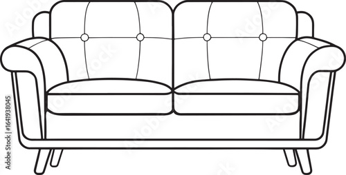 Two seat sofa outline illustration perfect for interior design catalogs and modern furniture promotions