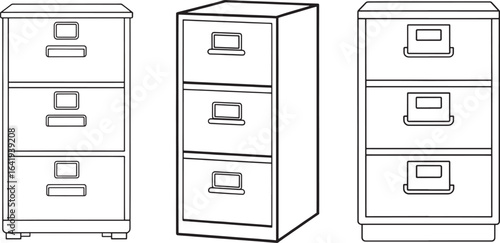 Streamlined file cabinet illustration ideal for professional office organization and modern document storage solutions