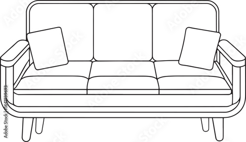 Contemporary sofa with pillows illustration for stylish living room designs and home decor inspiration