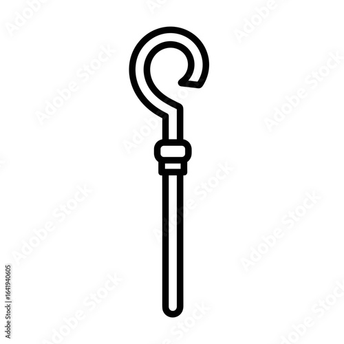 Shepherd's crook illustration in simple line art style  icon