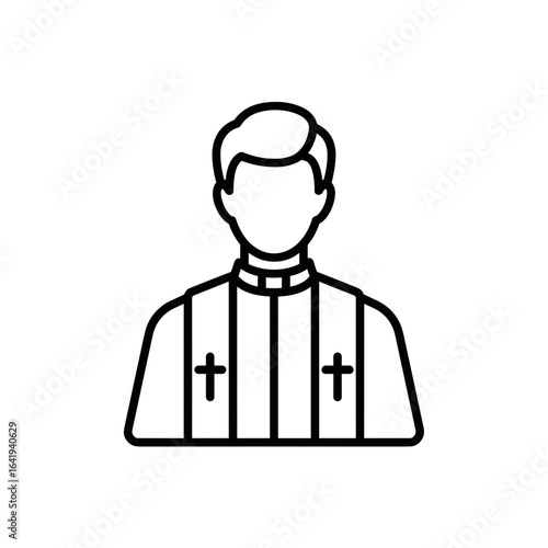 Priest in religious attire with crosses on the vestments  icon Catholic Religion Outline Icons