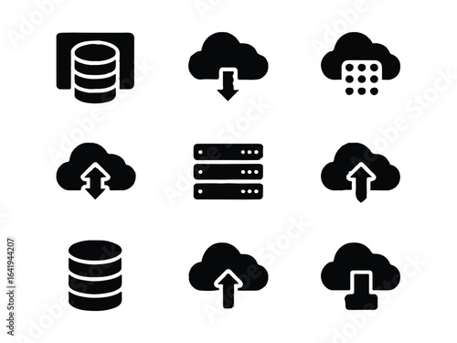 Cloud Computing and Data Icons database server