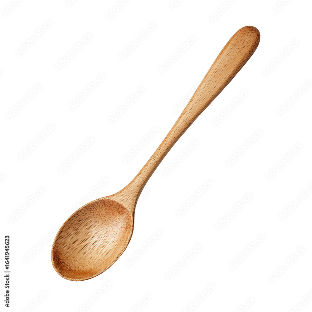 Wooden spoon isolated on transparent background, a natural kitchen utensil for cooking Wooden spoon isolated on transparent background, a natural kitchen utensil for cooking