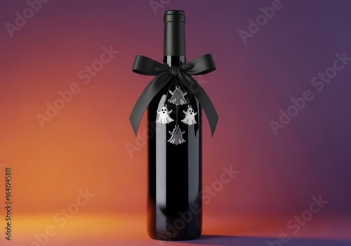Smooth Orange To Purple Gradient With A Sleek Wine Bottle