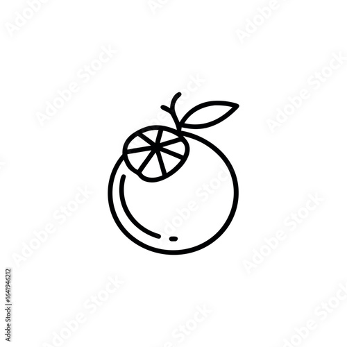 An orange fruits icon line art vector illustration.