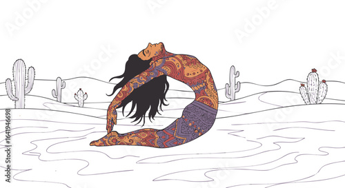 Yoga Pose in Desert Landscape