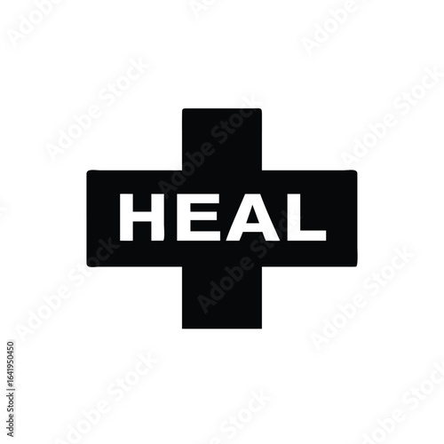 Heal word on a first aid cross symbol.