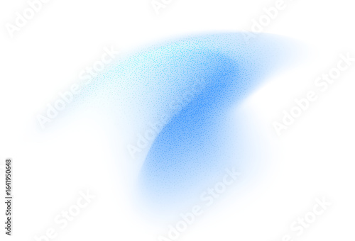 Abstract gradient shape with noise, blue blurred grainy color gradation, vibrant design element. Figure with soft flow effect, isolated on white. Vector illustration.