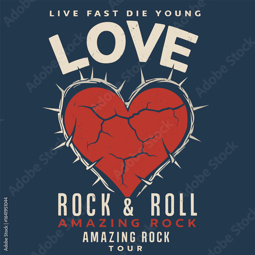 Love rock and roll music vintage typography design