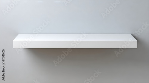 Wallpaper Mural Minimalist White Floating Shelf Mounted on Gray Wall, Modern Interior Design, Display Space Torontodigital.ca
