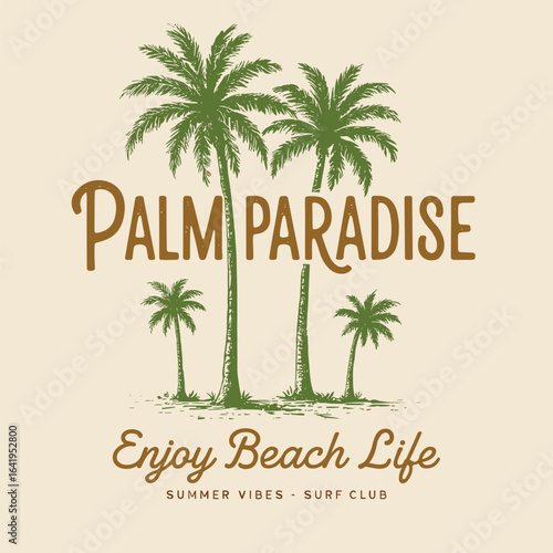 Palm paradise beach life illustration